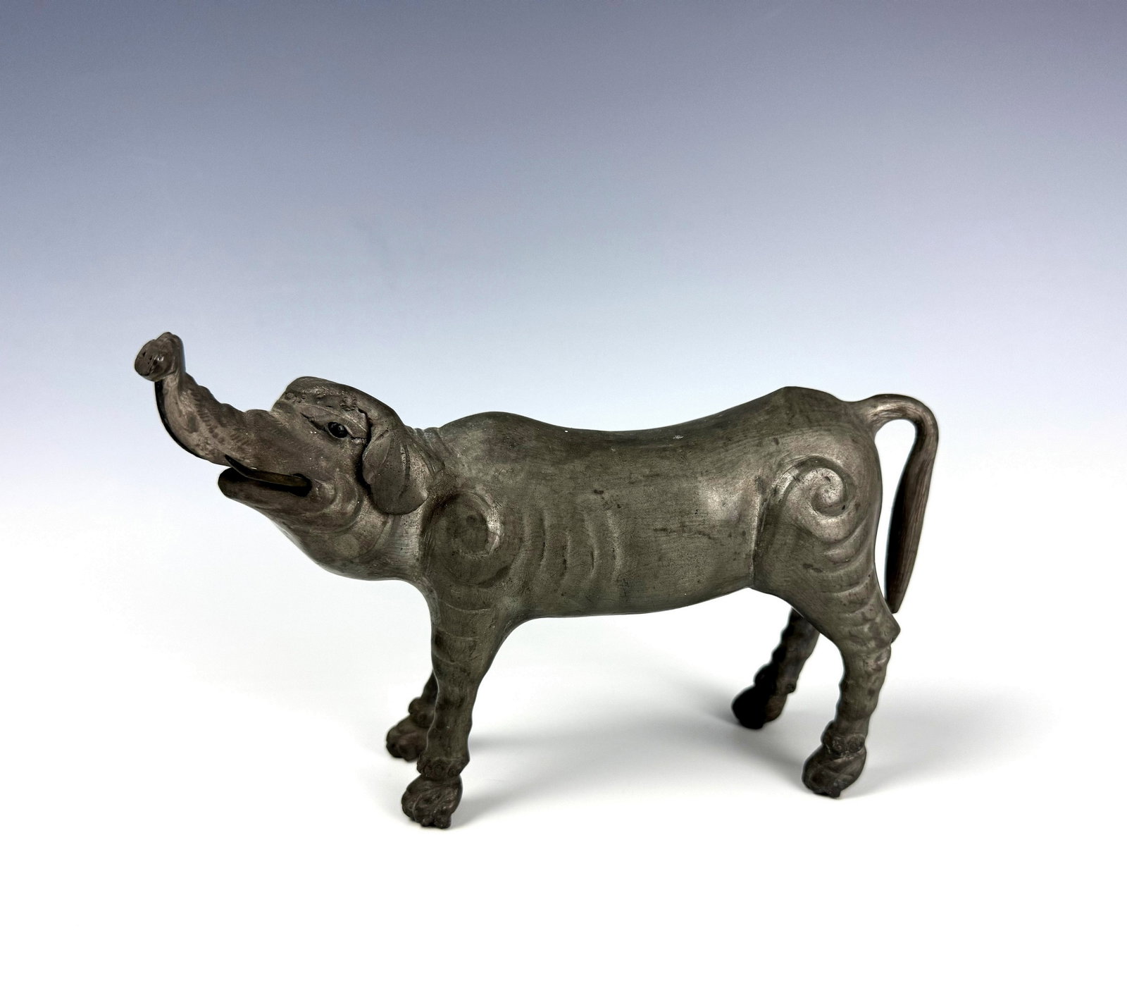 An Ancient Chinese Pewter Elephant Statue (1 of 6)