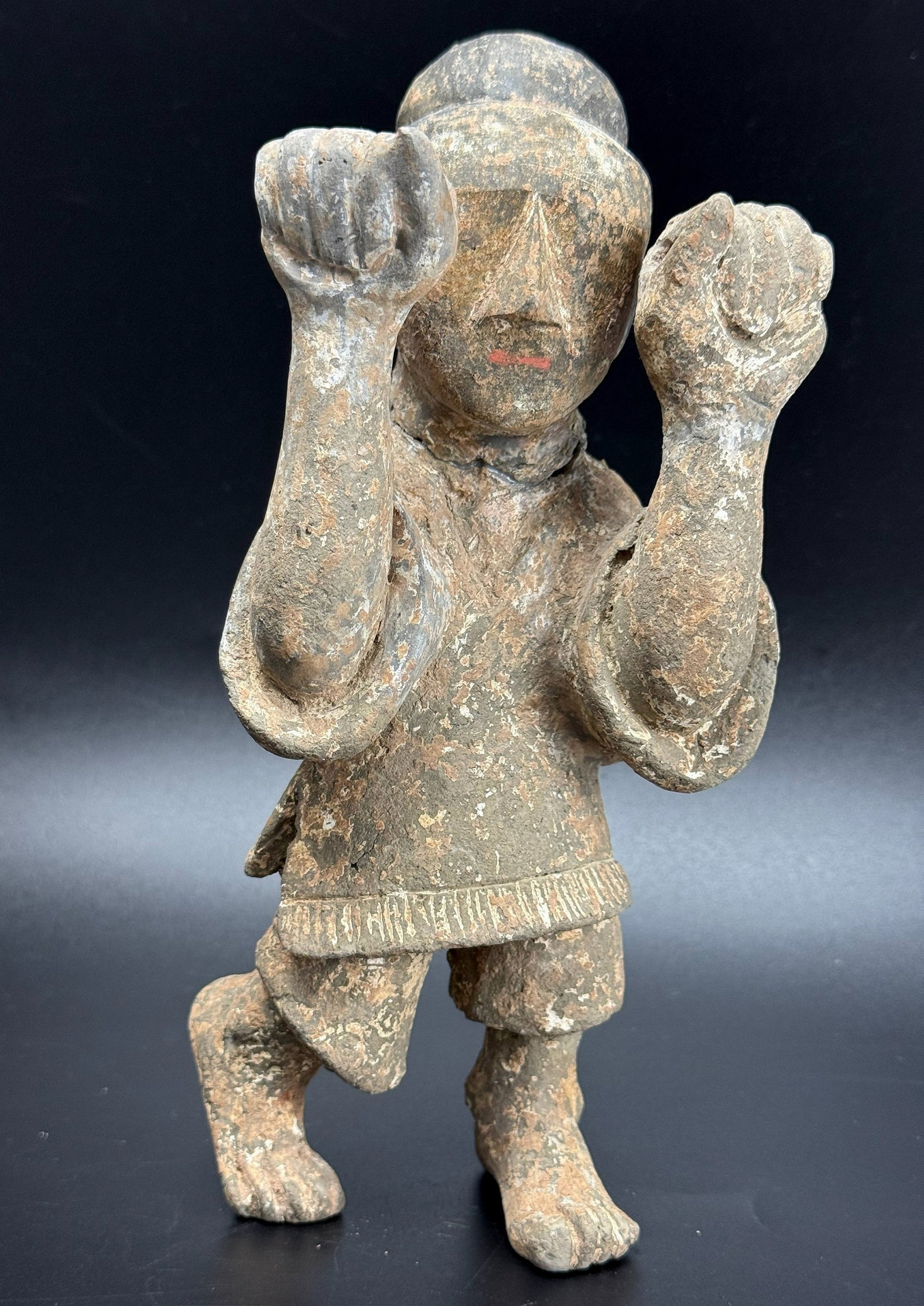 Chinese Grey Pottery Figure of Standing Man Probery Late Han Dynasty (1 of 6)