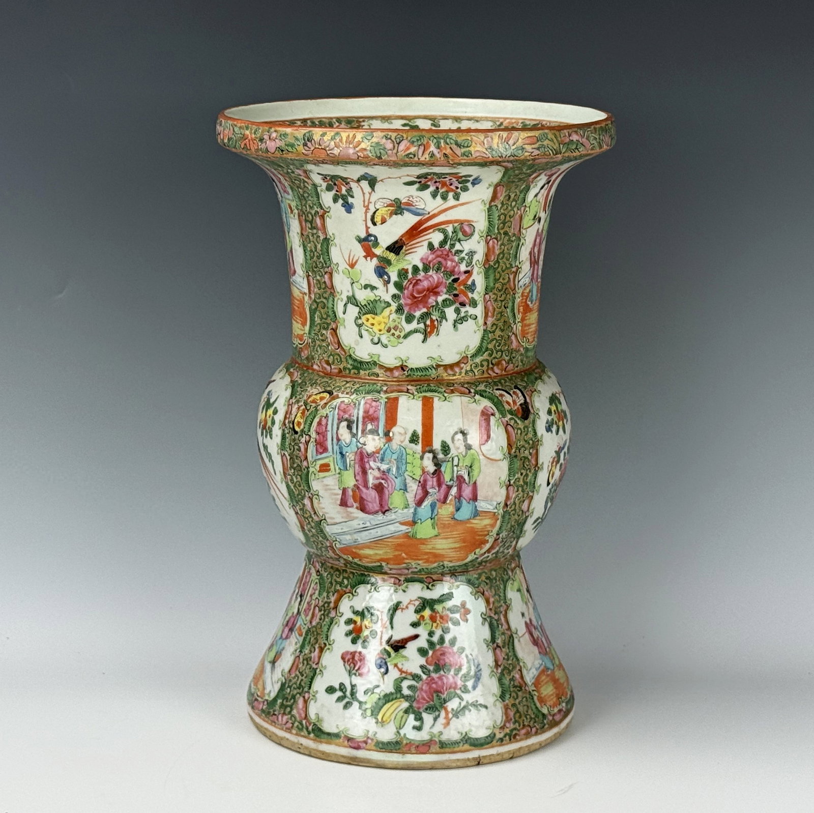 A Chinese Export Rose Medallion Gu Form Vase (1 of 5)
