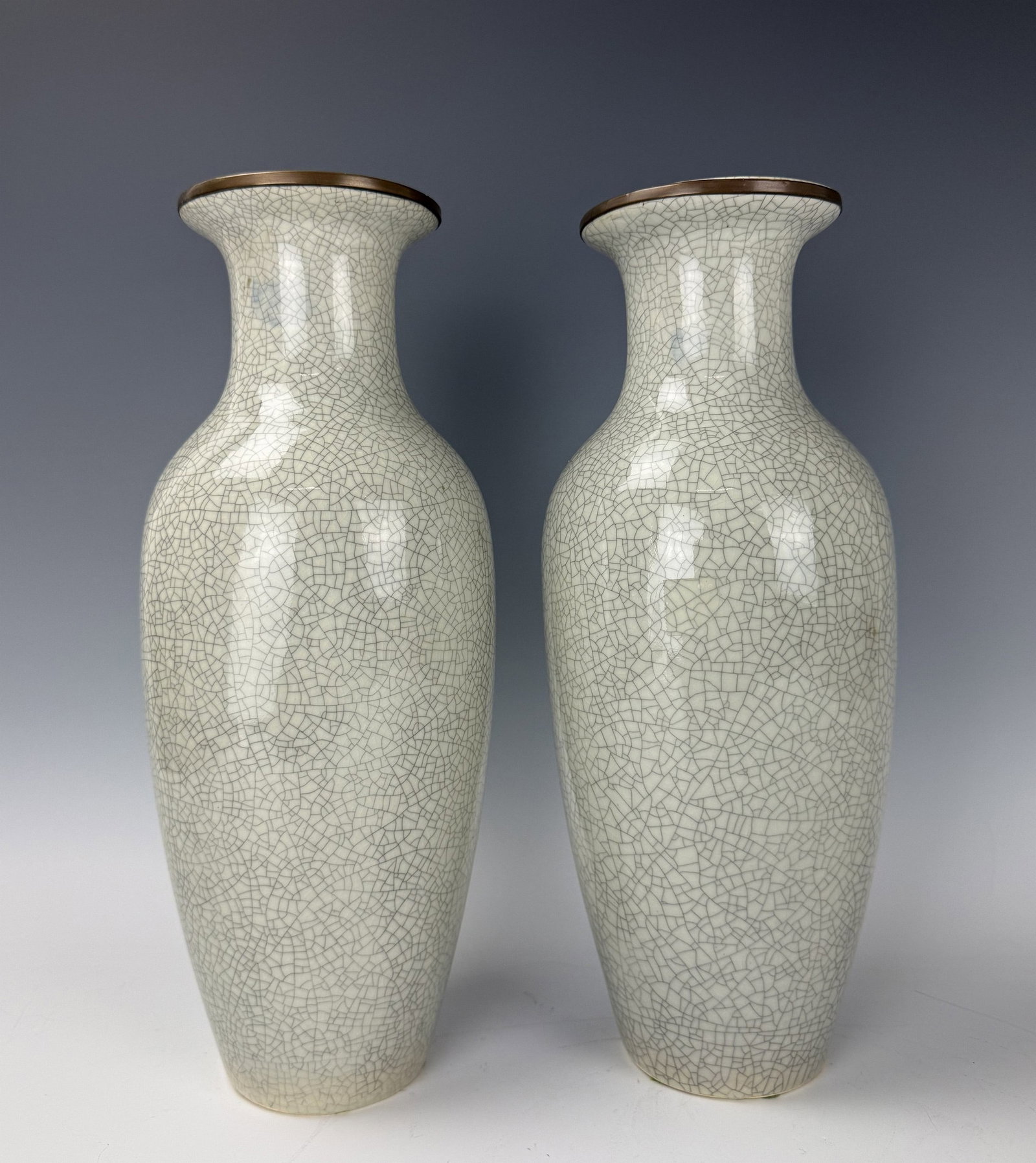Pair of Chinese Crackle Glazed Ceramic Vases (1 of 6)
