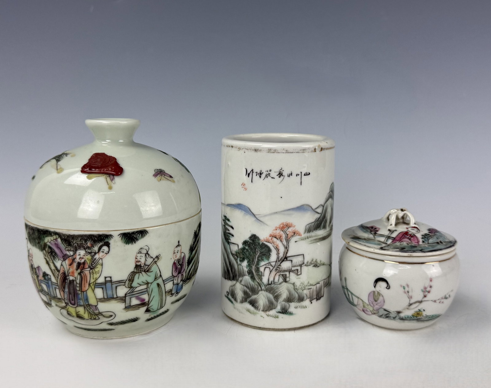 Group of 3 Chinese Qianjiandcai Poecelain Jars (1 of 14)