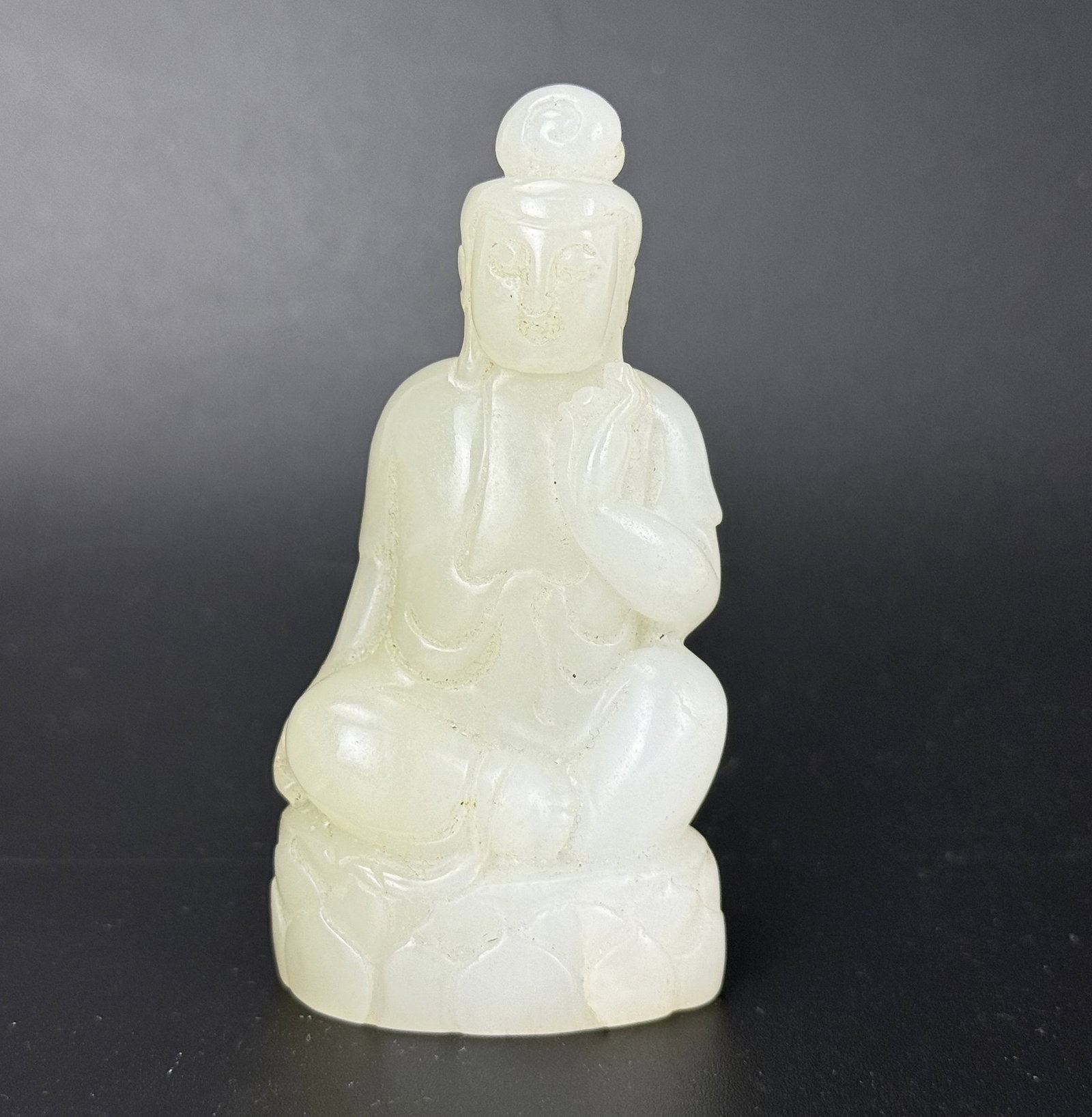 A Chinese Carved White Jade Buddha Statue (1 of 3)