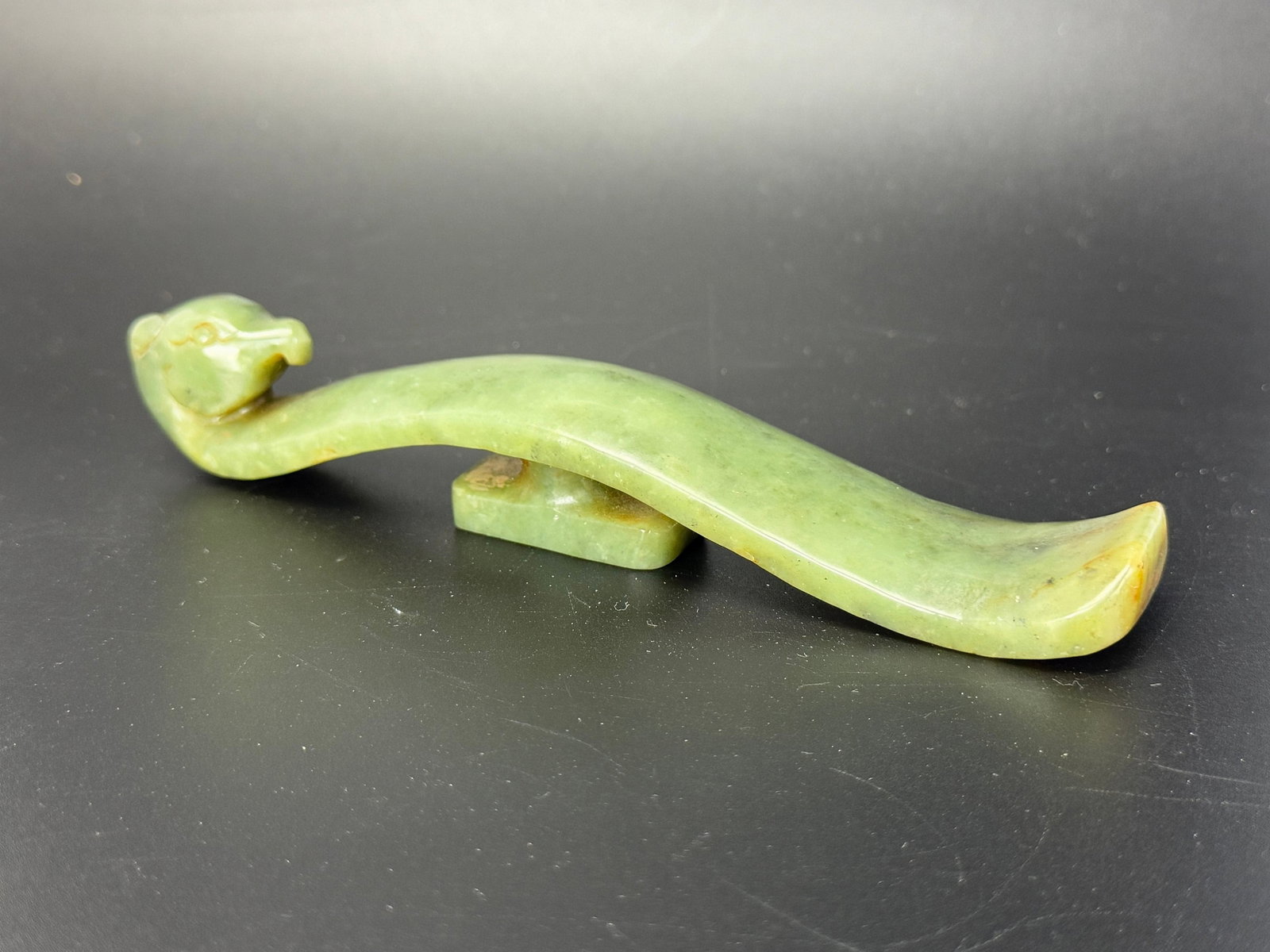 Chinese Green Jade Carved Bird Head Belt Hook (1 of 4)