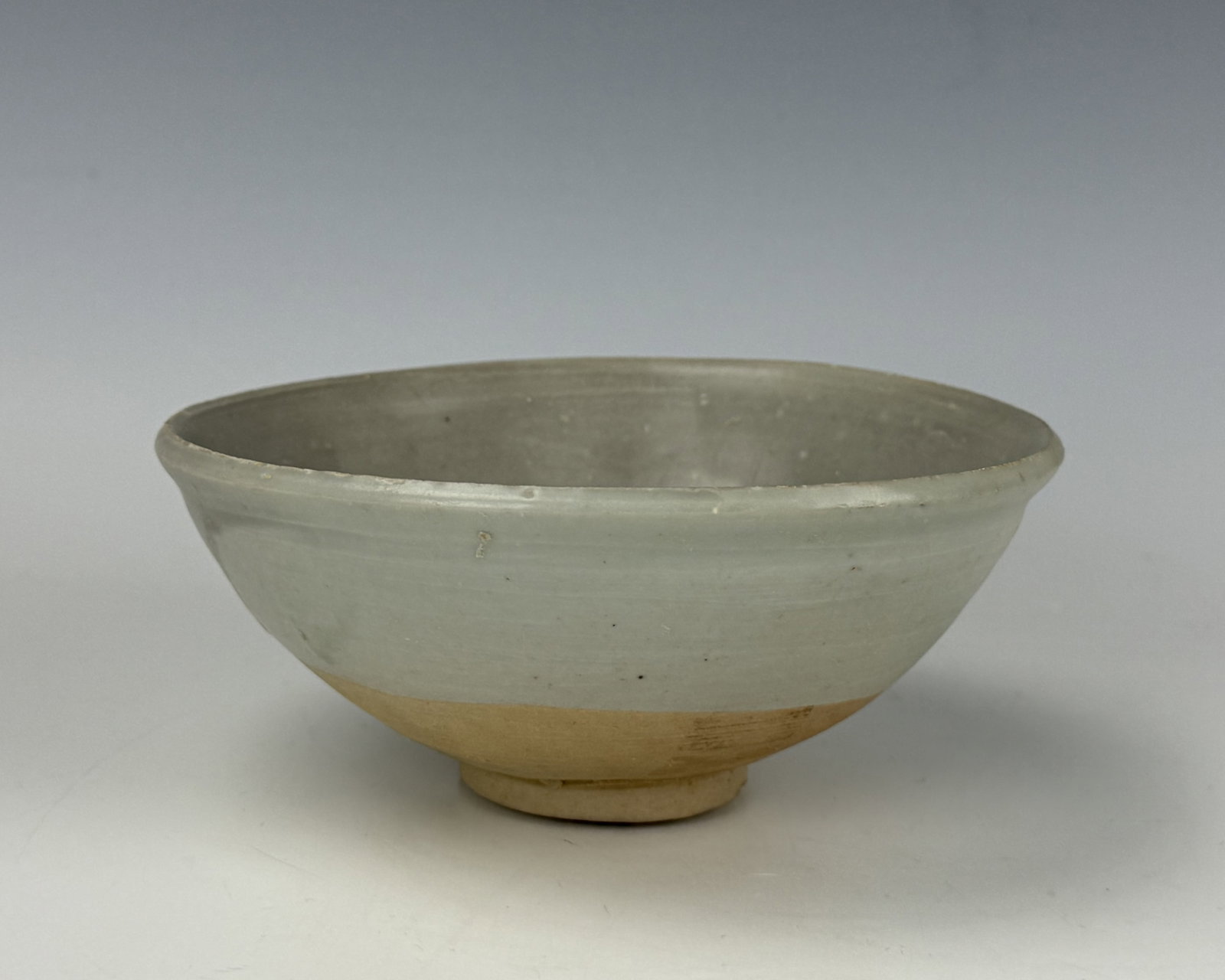 Asian Antique Two Tone Ceramic Bowl with Gray Glazed Upper and Unglazed Foot (1 of 5)