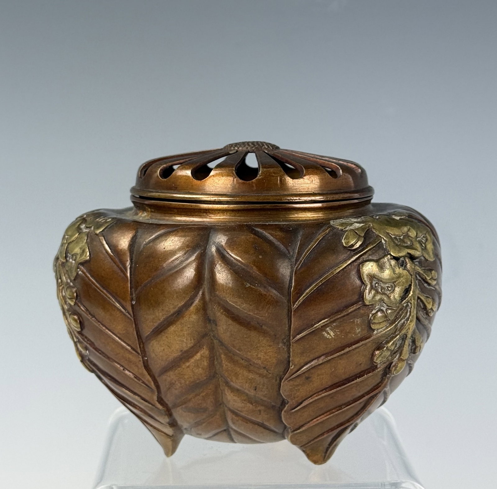 Antique Asian Bronze Tripod Incense Burner: Antique Asian Bronze Tripod Incense Burner.W 11.5cm (4.5in) x H9.7cm(3.8in.). Preview from June 22nd to 26th from 1:00 PM TO 5:00 PM Eastern Time, Location: 15229 Display Court, Rockville, MD 20850.