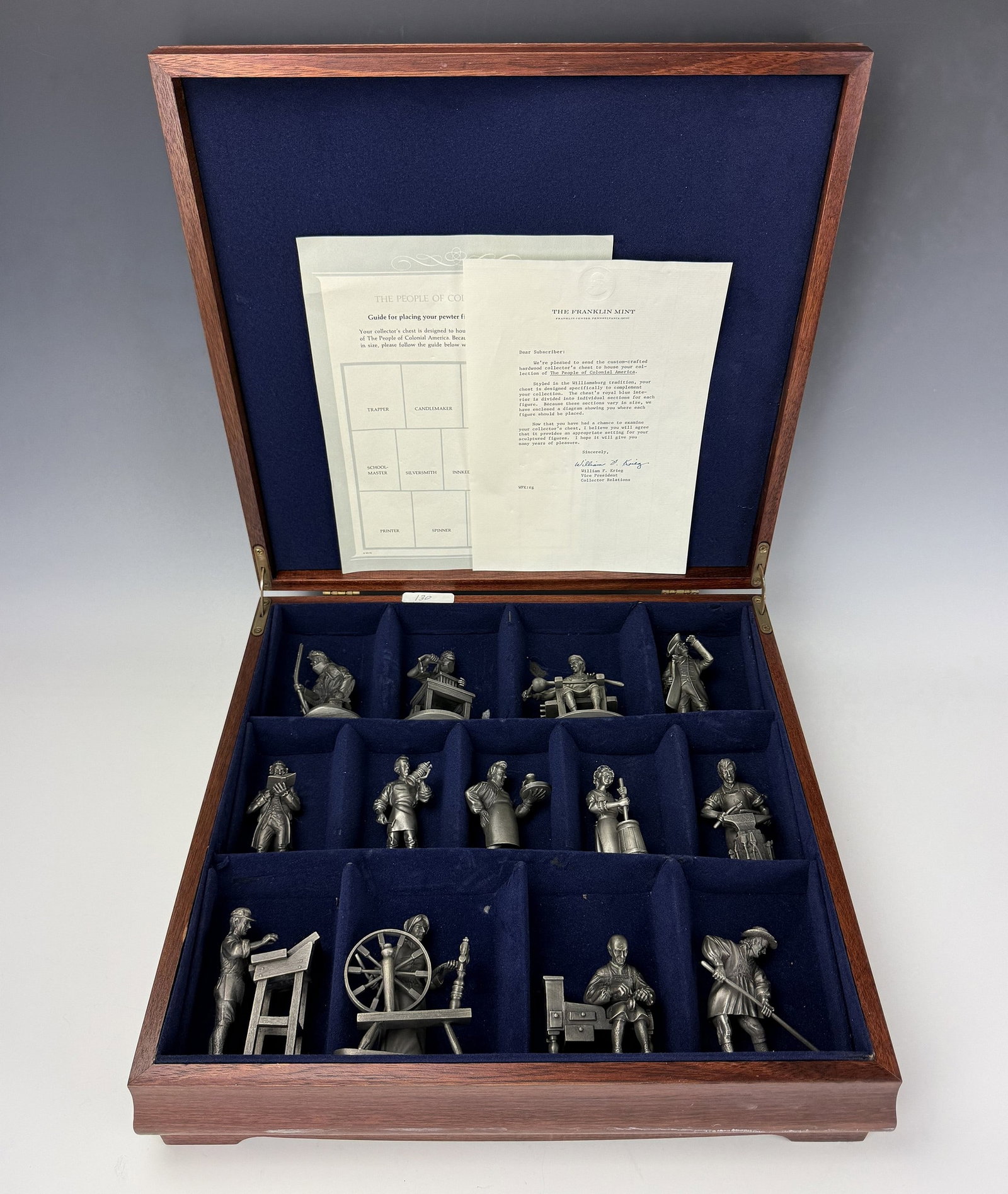 Vintage Franklin Mint 1974 Pewter People of Colonial America Full Figurine Set: Vintage Franklin Mint 1974 Pewter People of Colonial America Full Figurine Set. Size H 10.7cm. Preview from June 22nd to 26th from 1:00 PM TO 5:00 PM Eastern Time, Location: 15229 Display Court,