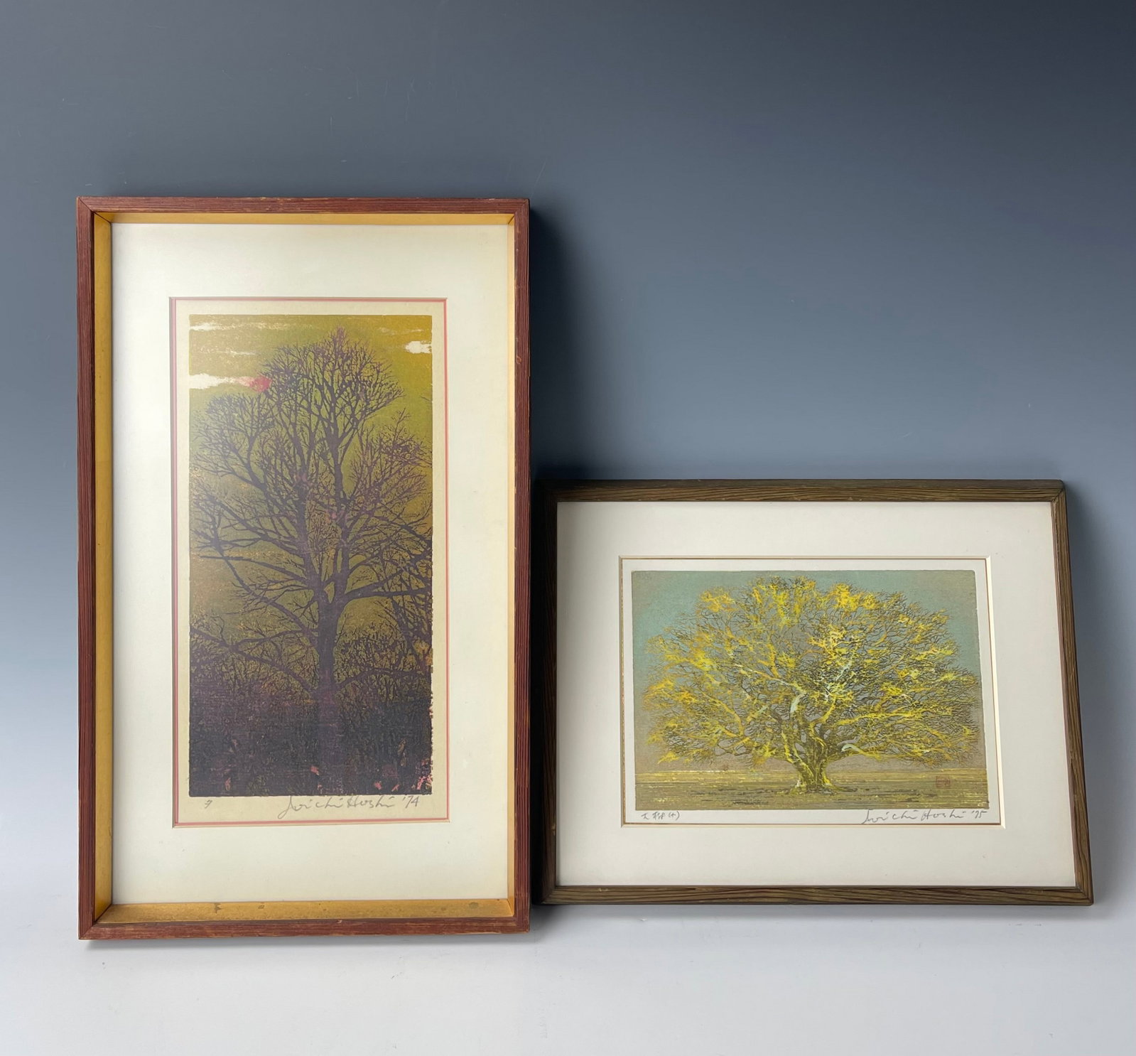 Two Joichi Hoshi Woodblock Prints Signed Japanese Tree Art (1 of 7)