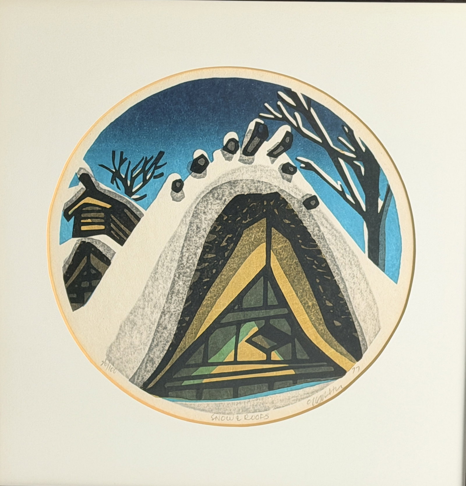 Clifton Karhu Snow and Roofs Woodblock Print (1 of 3)
