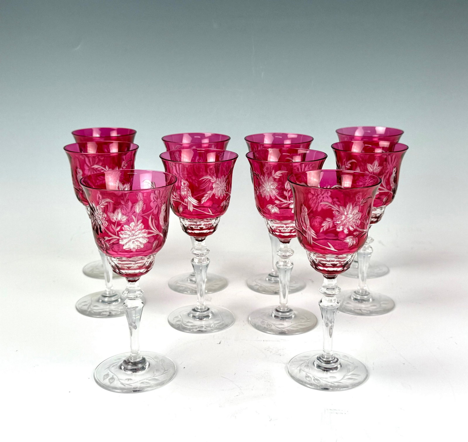 Set of 10 Val Saint Lambert Crystal Water Goblets (1 of 9)