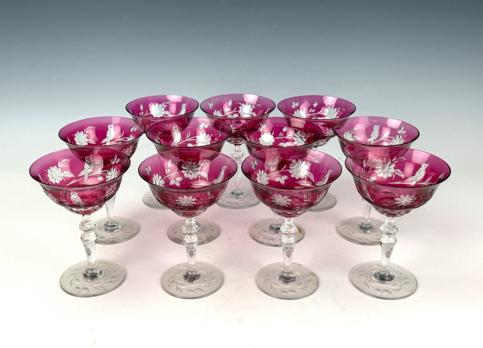 Set of 11 Val Saint Lambert Crystal Sherbet Glasses (1 of 8)