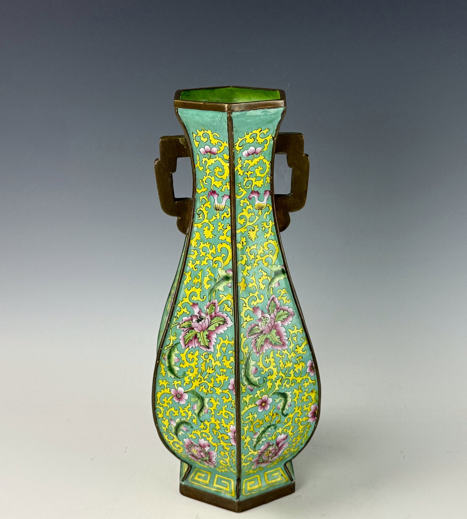 Chinese Antique Hexagonal Cloisonne Enamel Vase