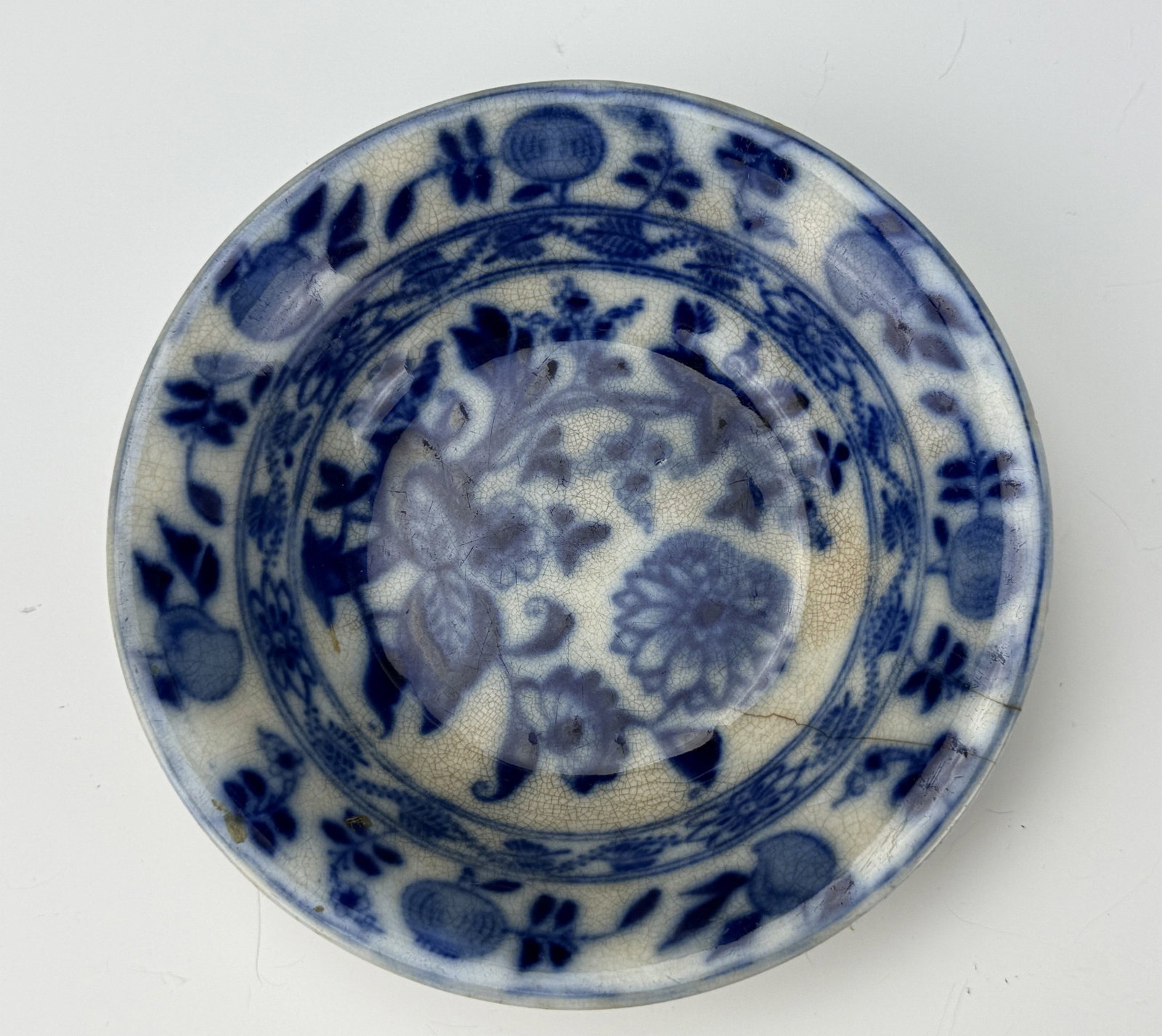 Chinese Blue and White Porcelain Plate with Floral Decoration: Chinese Blue and White Porcelain Plate with Floral Decoration. D 14.5 cm(5.7 in.). Preview from Aug 24th to 28th from 1:00 PM TO 5:00 PM Eastern Time, Location: 15229 Display Court, Rockville, MD 2085