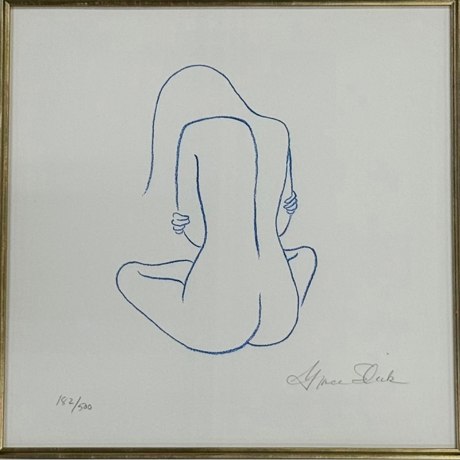 Blue Nude Limited Edition Serigraph on Paper signed by artist Grace Slick: Blue Nude Limited Edition Serigraph on Paper signed by artist Grace Slick. 182/500. Picture size: H 33 cm(13 in.) x W 33cm(13 in.),Preview from Aug 24th to 28th from 1:00 PM TO 5:00 PM Eastern Time,