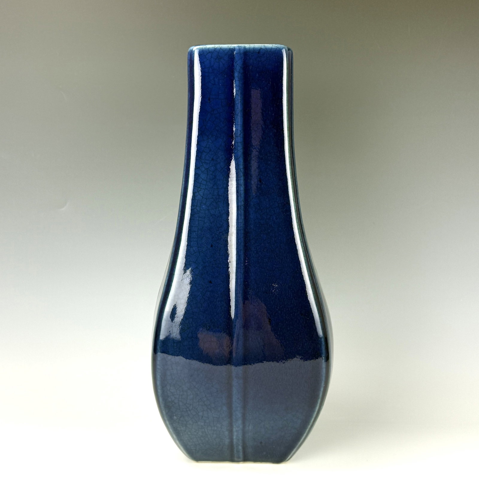 A Chinese Powder Blue Glazed Porcelain Square Vase (1 of 6)