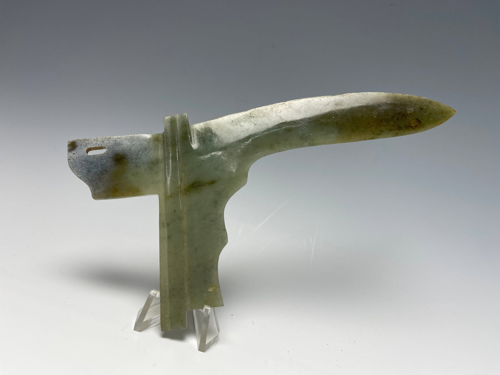 Chinese Carved Celadon Jade GE Spear in Plain Form (1 of 5)