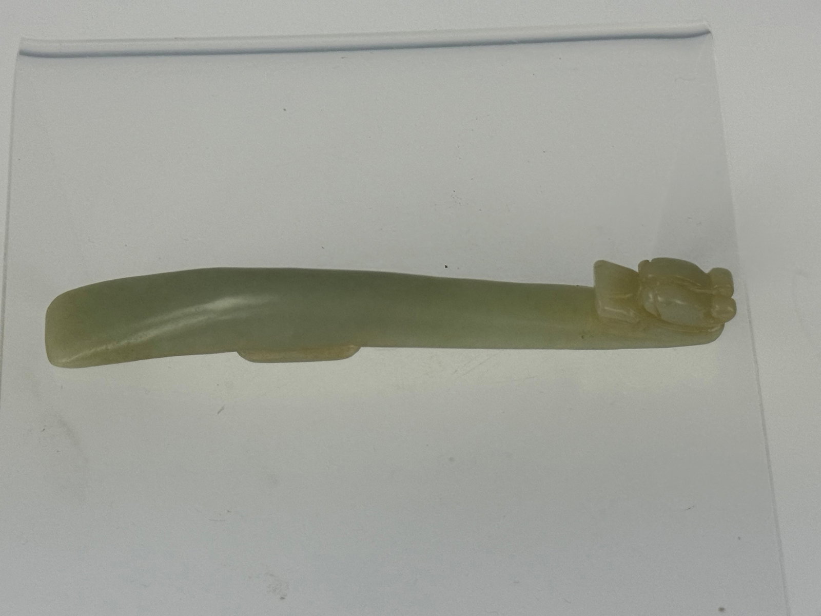 19TH Century Chinese Celadon Jade Carved Dragon Head Belt Hook (1 of 1)