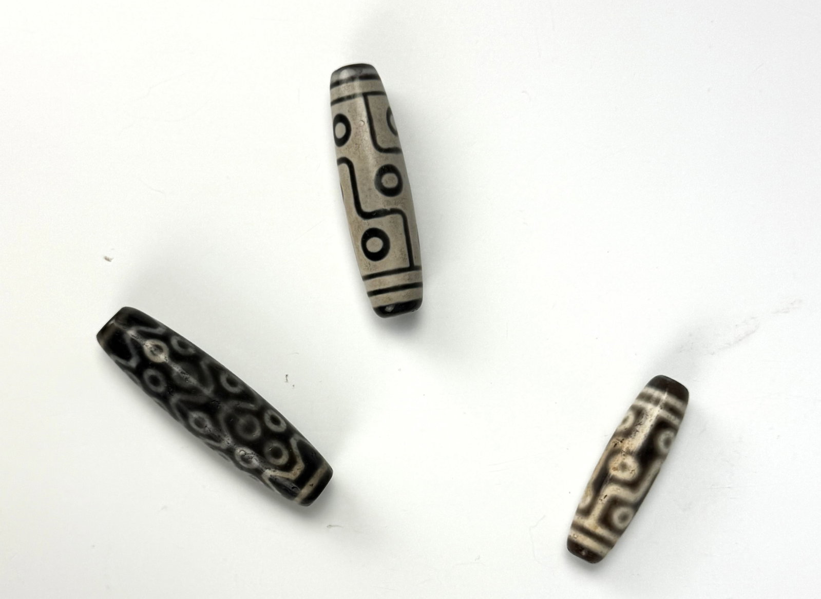 Group of Three Tibetan Agate Dzi Beads (1 of 4)