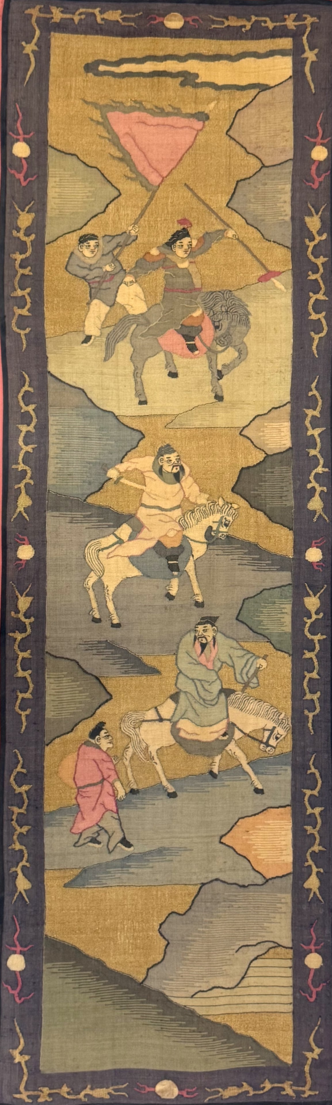 Chinese Kesi Artwork of Mounted Warriors in Landscape (1 of 4)