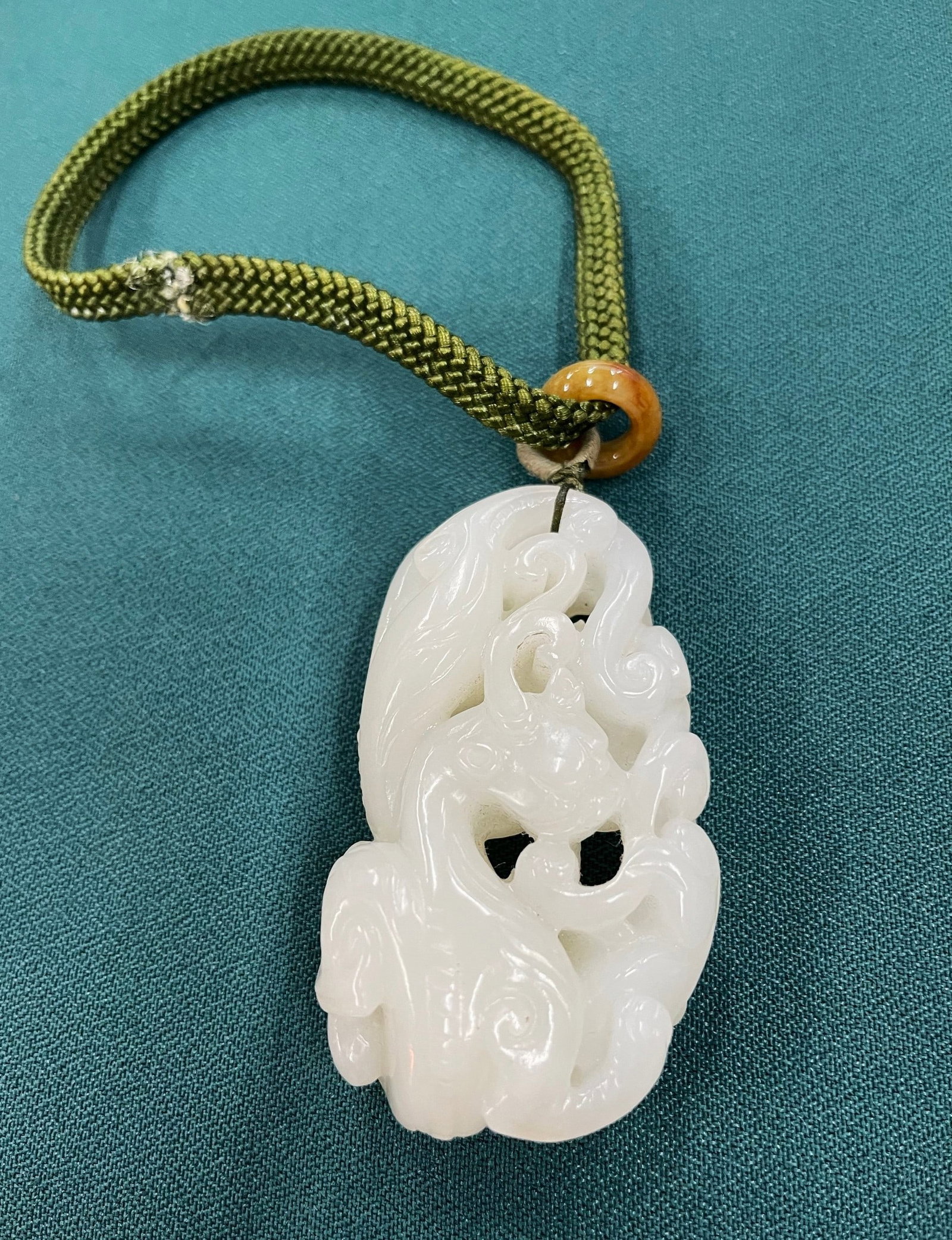 A Carved Hetian White Jade Pendant (1 of 4)