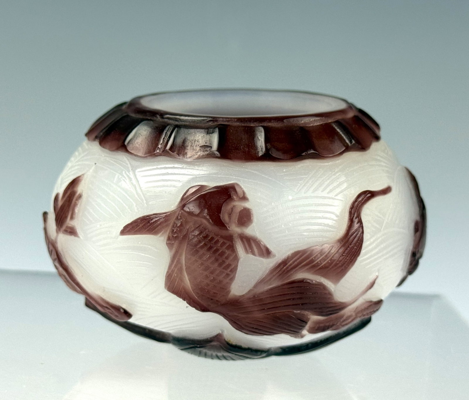 Chinese Peking Glass Jar with Goldfish
