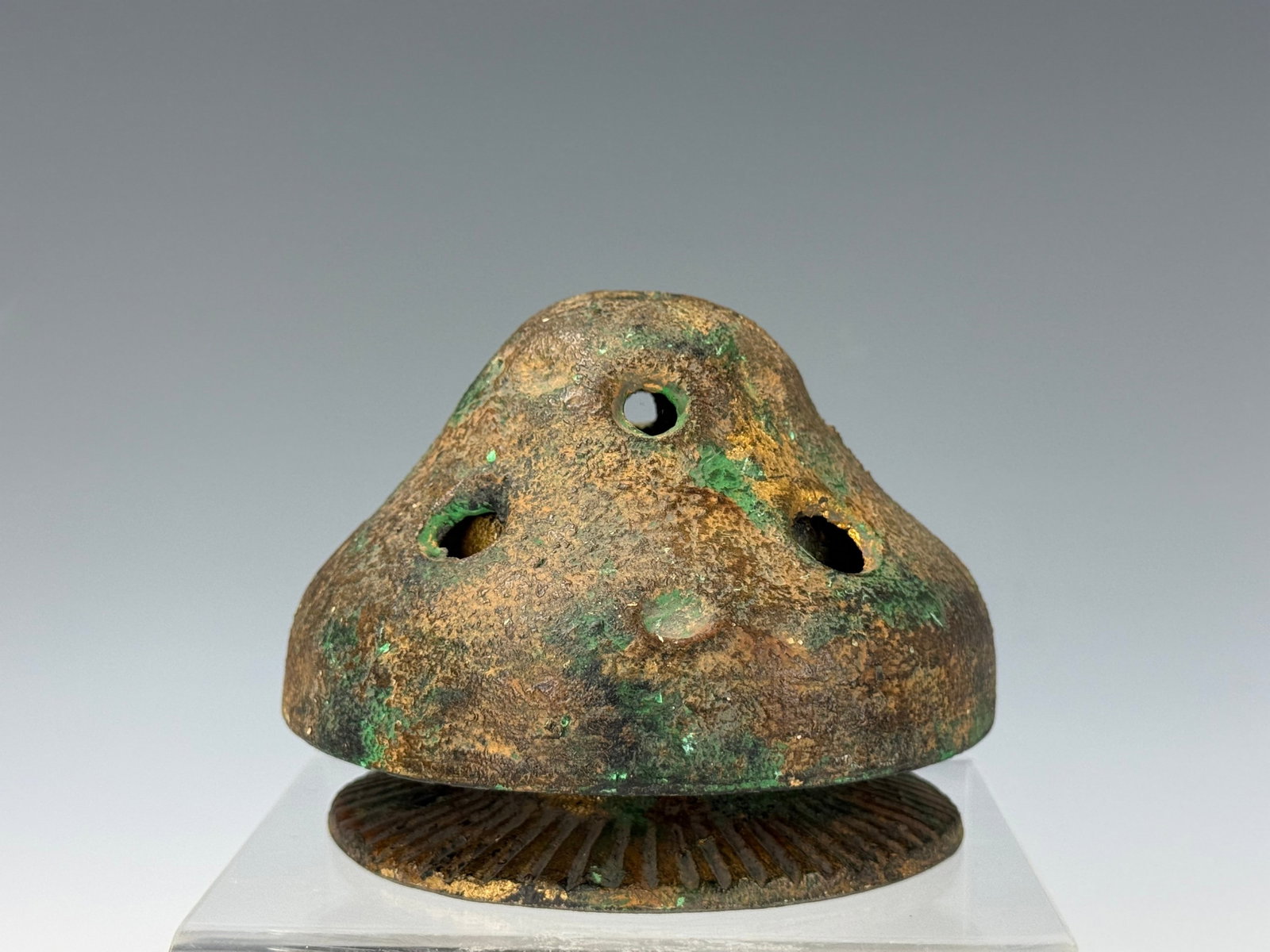An Antique Bronze Incense Burner: An Antique Bronze Incense Burner. D 11.5 cm(4.5 in.) x H 9 cm(3.5 in.). Preview from Aug 24th to 28th from 1:00 PM TO 5:00 PM Eastern Time, Location: 15229 Display Court, Rockville, MD 20850.