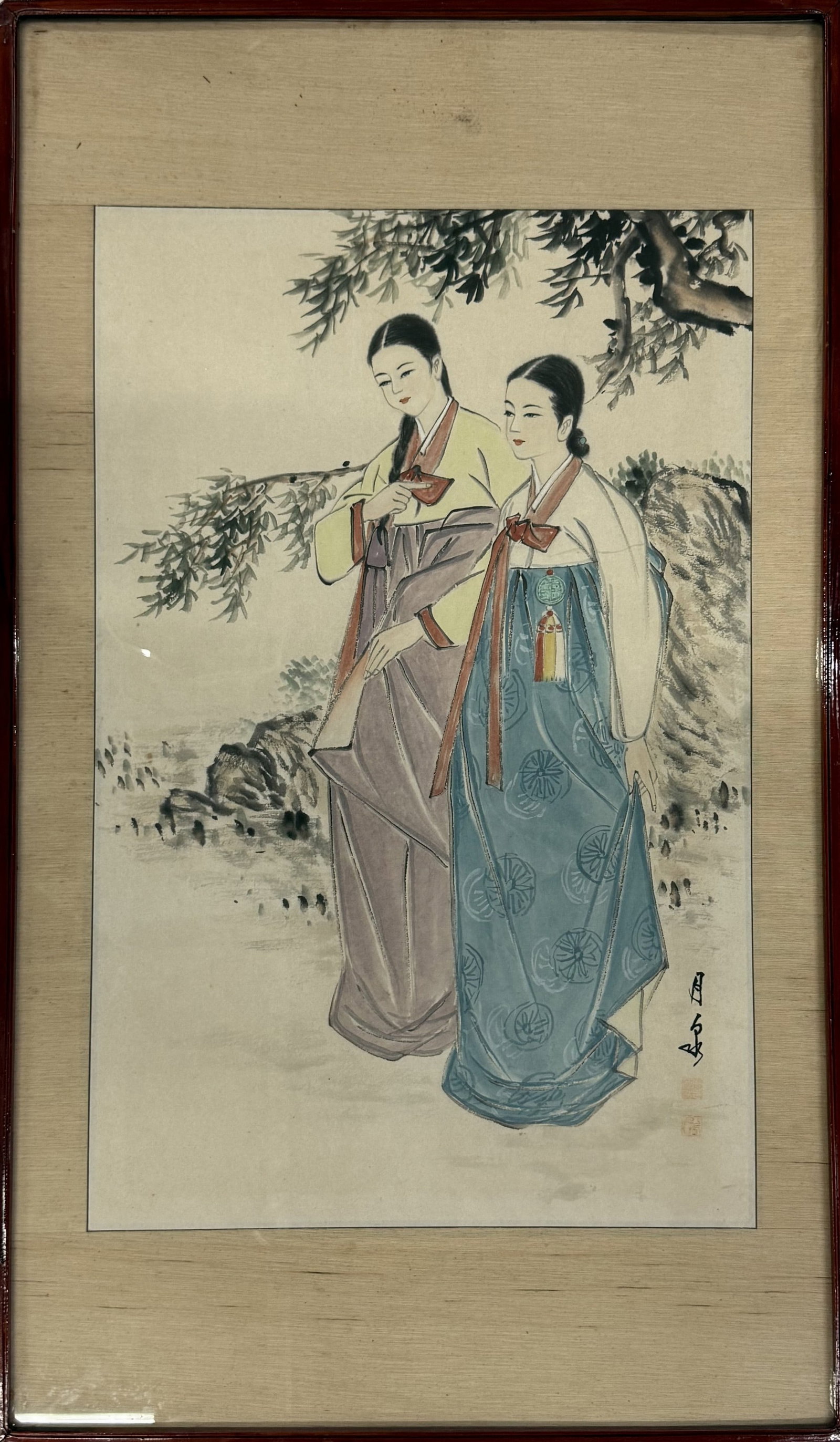 20Th Century Korean Poongsokhwa Painting Signed and Sealed