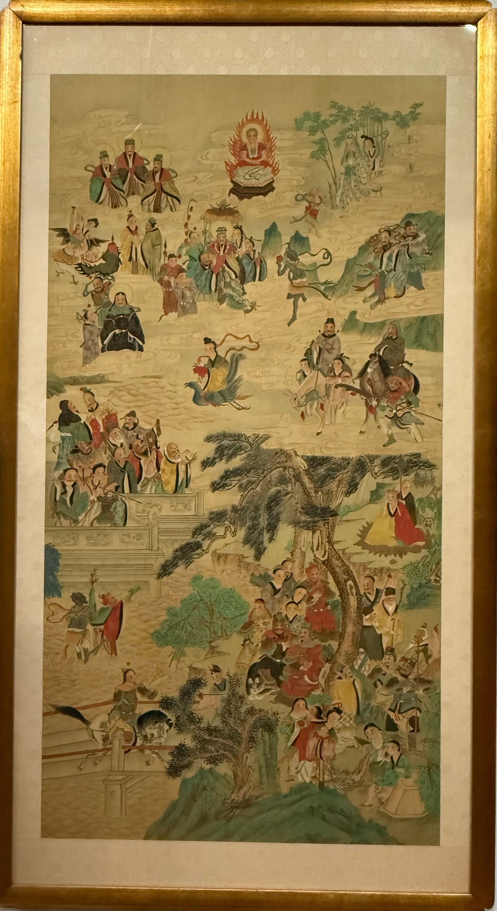 Framed Ink and Color on Paper The Immortals Offer Birthday Congratulations III