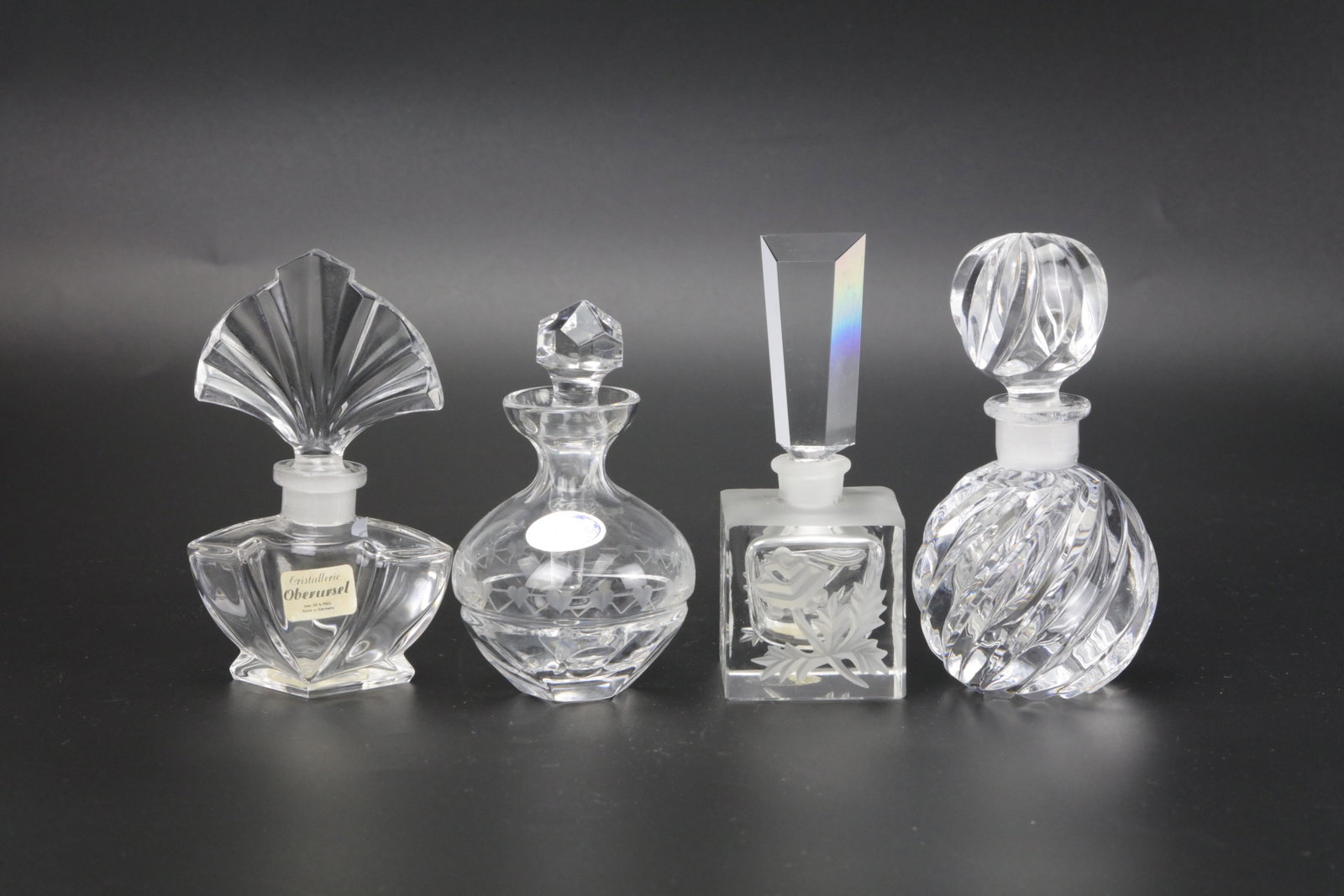 Lot of Four Perfume Bottles with Cut and Etched Designs (1 of 14)