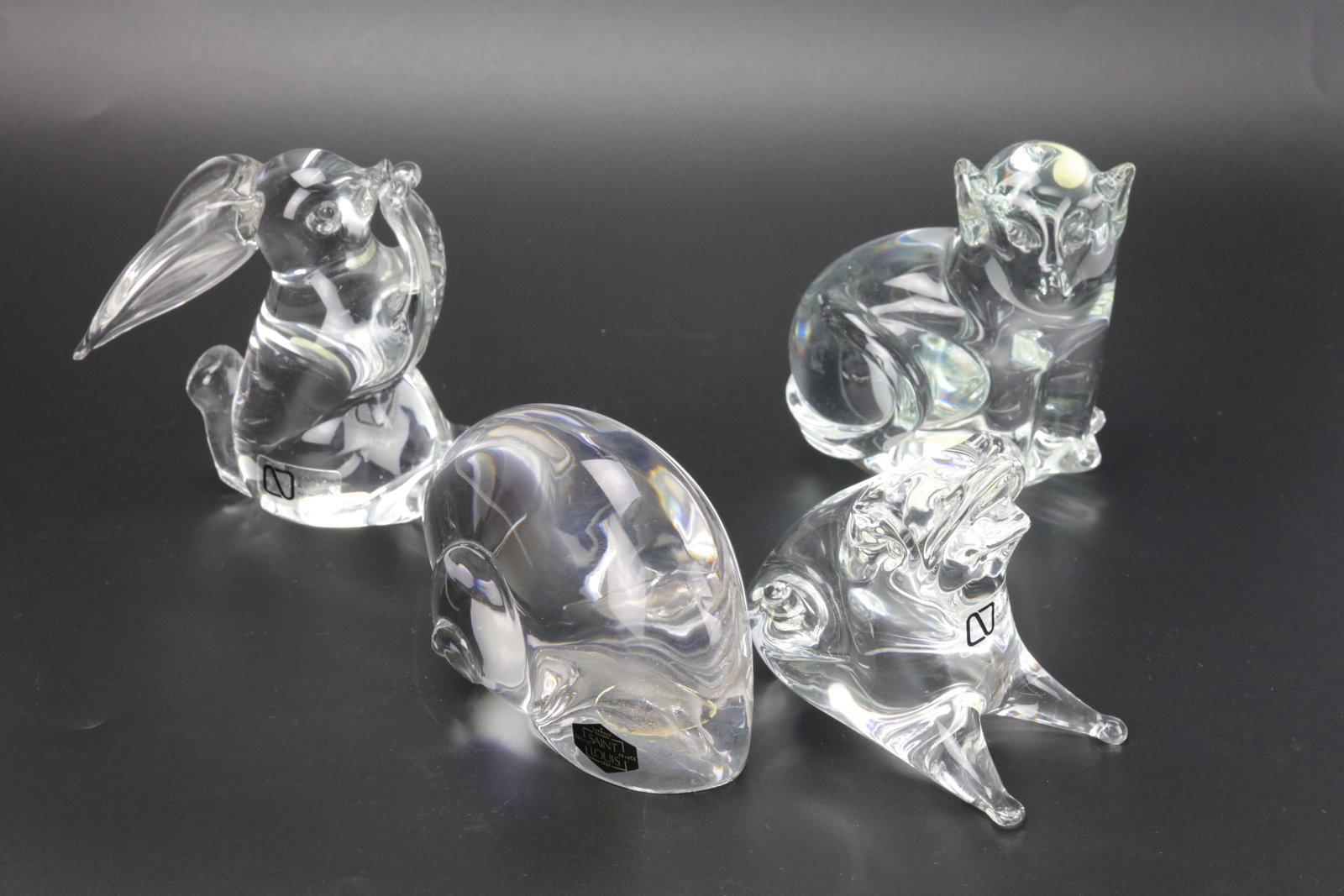 Set of Four Clear Crystal Animal Figurines (1 of 8)