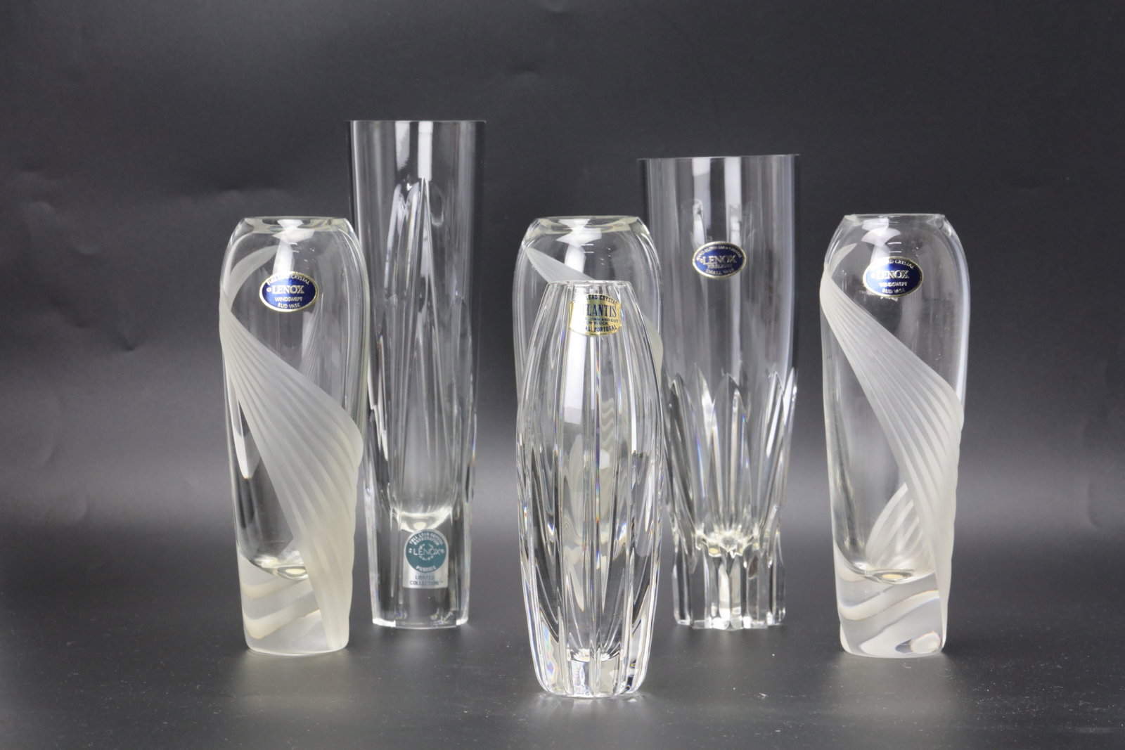 Lot of Five Lenox Crystal Vases and One Atlantis Vase (1 of 9)