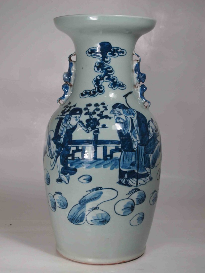 A Chinese Blue&White Porcelain w/ Two Elder one Child (1 of 6)