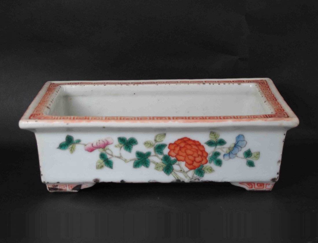 A Chinese Rectangle Red Flower Vase (1 of 4)