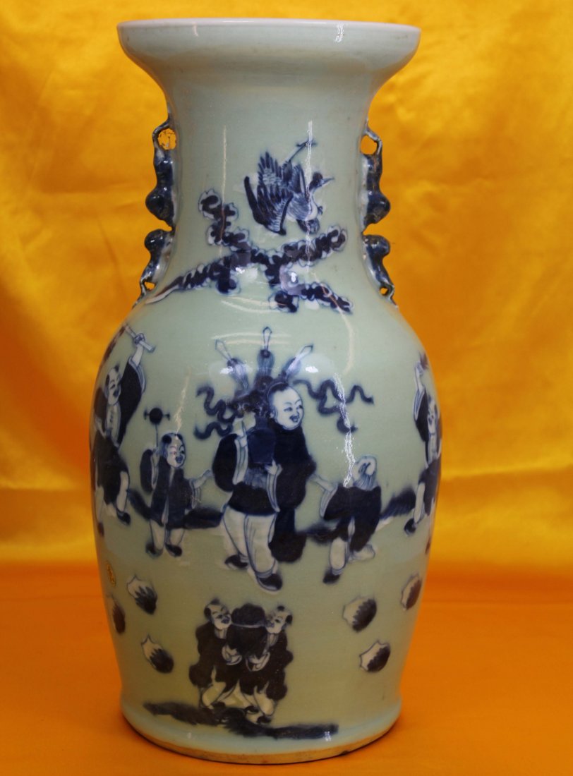 A Chinese Pea Green Glaze Vessel Child Pattern 18-inch (1 of 6)