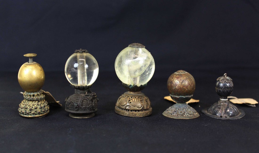 Five Chinese Qing Dynasty Scholars Hat Finials (1 of 4)