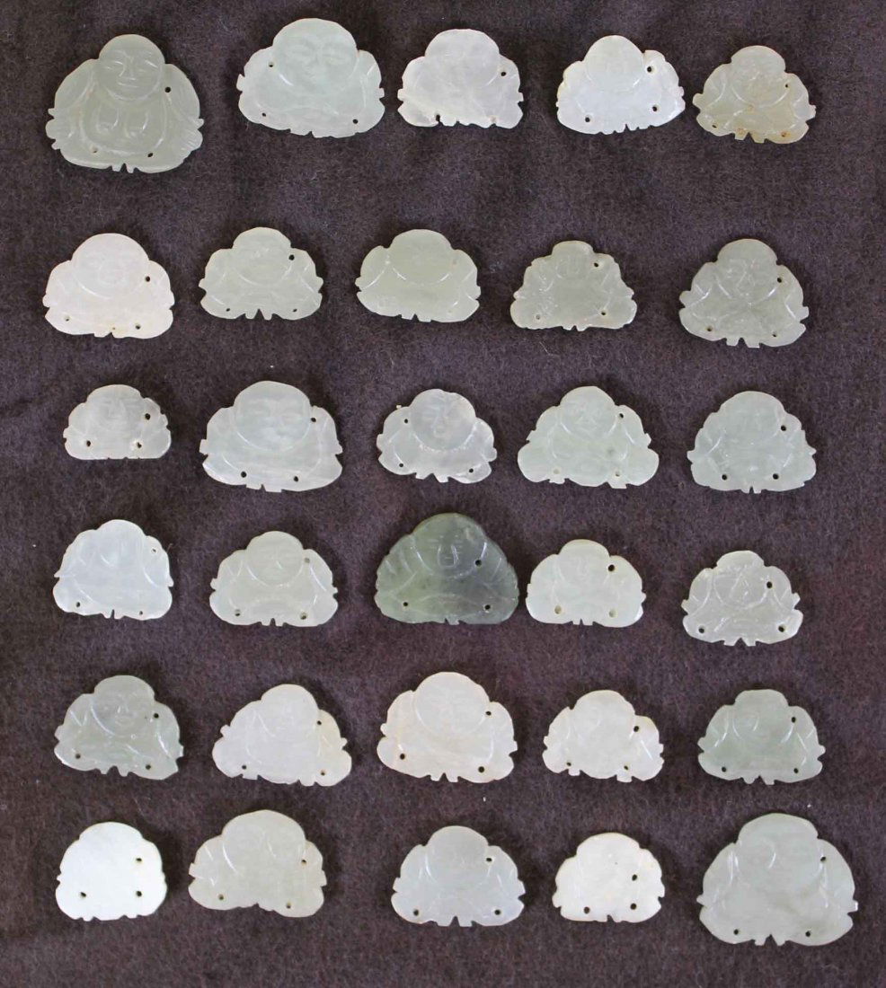 Thirty Small Chinese Jade Happy Buddha (1 of 4)
