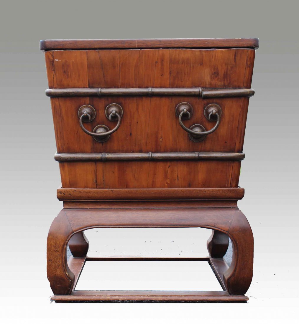 A Chinese Antique Hardwood Ice Chest w Brass Mountings (1 of 6)