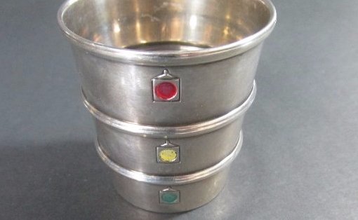 Enameled Gorham Sterling "Stoplight Jigger" (1 of 3)