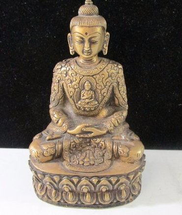 Antique Stamped Bronze Burmese Buddha (1 of 4)