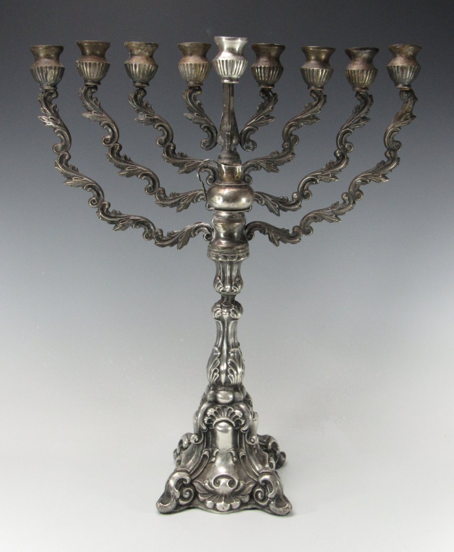Baroque Style 925 Sterling Silver Menorah / Hanukiah (1 of 7)