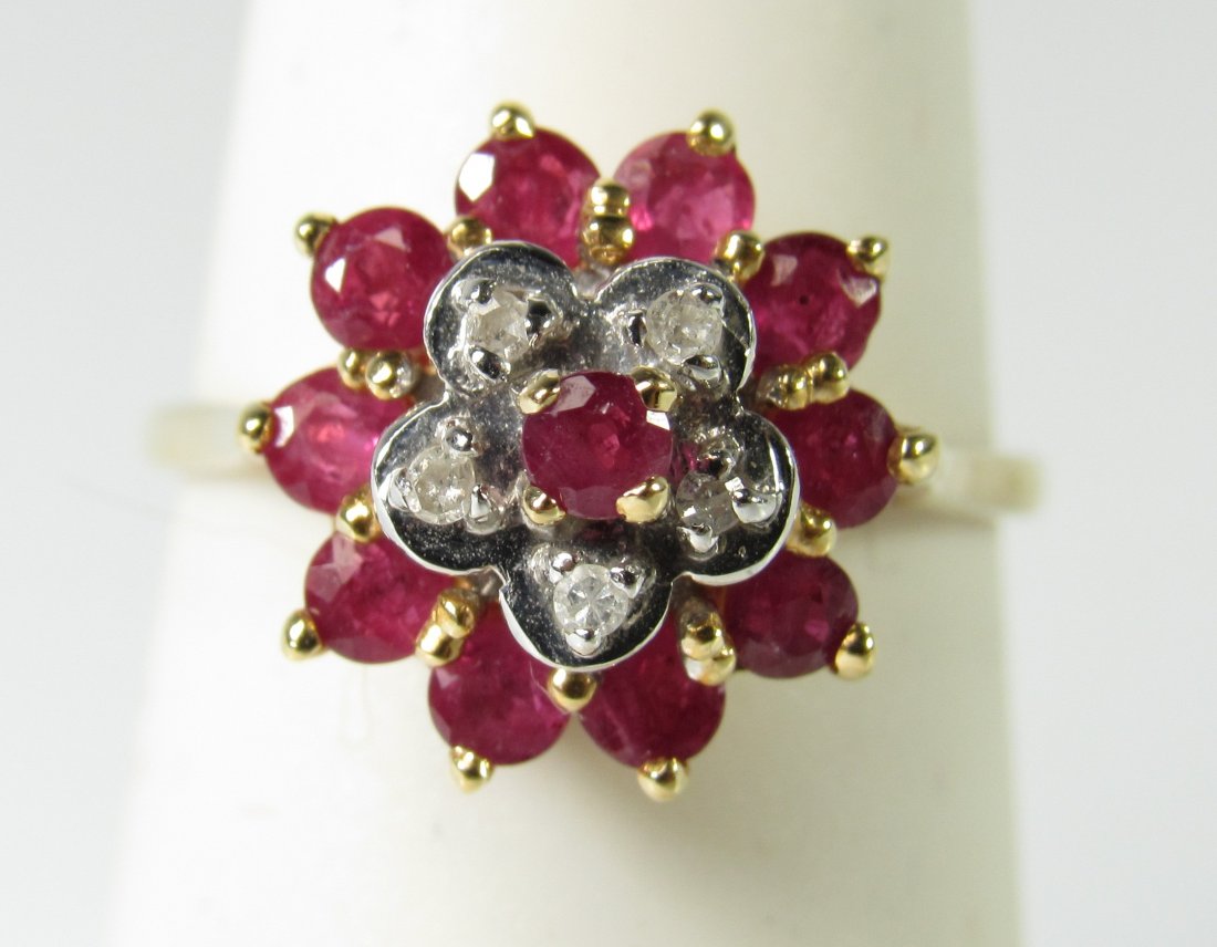 14kt Yellow Gold Ruby & Diamond Cocktail Ring (1 of 4)