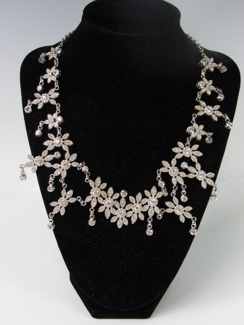 925 Sterling Silver CZ Drop Statement Necklace (1 of 4)