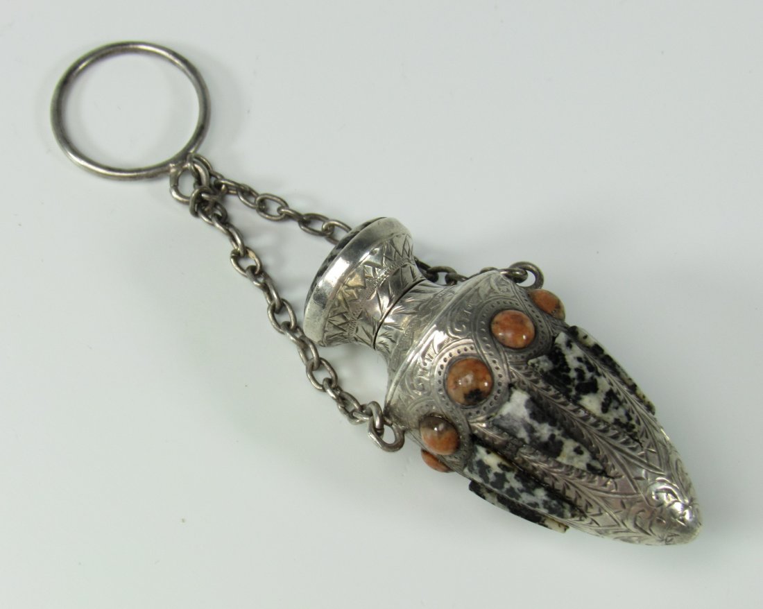 English Sterling Semi Precious Stones Perfume Bottle (1 of 7)