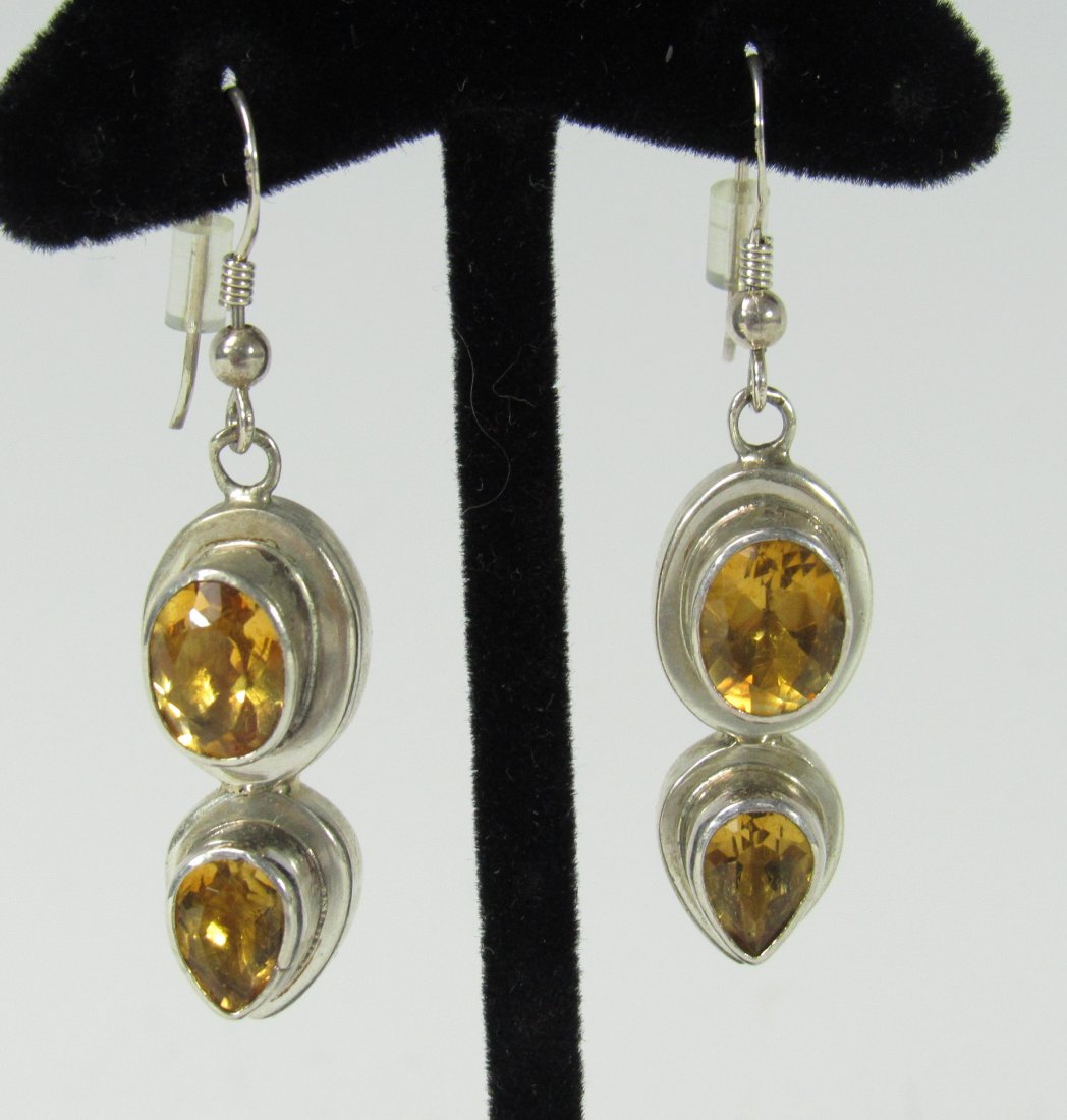 Paul Giving Sterling Silver Citrine Drop Earrings (1 of 2)