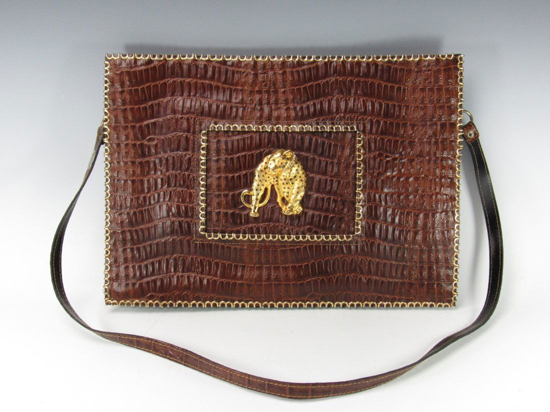Jose Cotel France Croc Skin Leopard Portfolio Bag (1 of 3)
