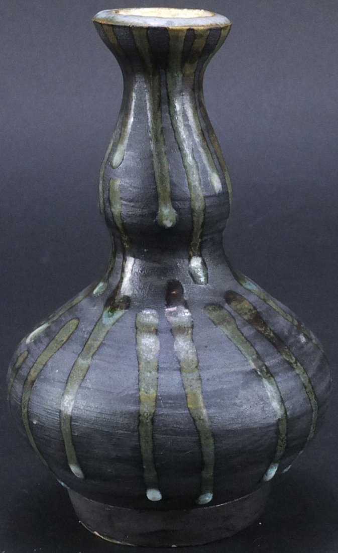 Art Nouveau Matte and Drip Glazed Pottery Bud Vase (1 of 3)