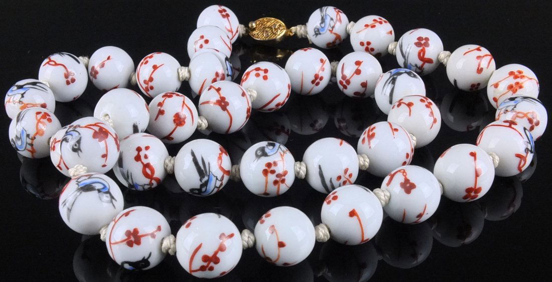 Chinese Handpainted Porcelain Prayer Bead Necklace (1 of 1)