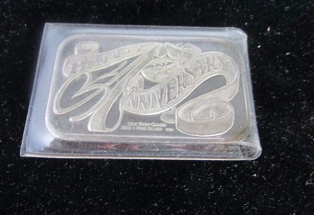 1 Troy Ounce Silver Bar "Happy Anniversary" 999 Fine (1 of 2)