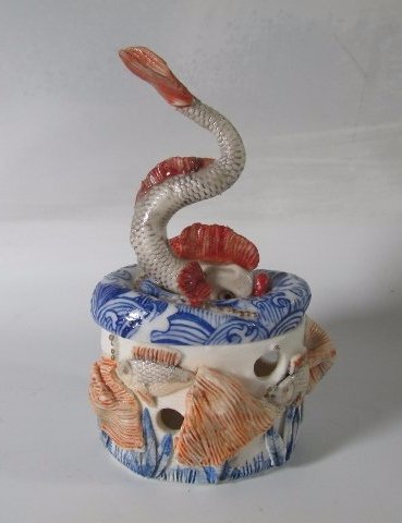 Rare Russian Porcelain Trinket Box with Fish Figurine (1 of 5)