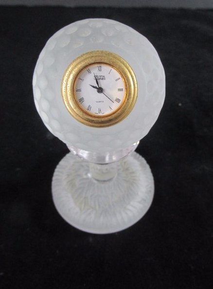 Godinger Crystal Legends Golf Ball Desk Clock 4"in H (1 of 3)