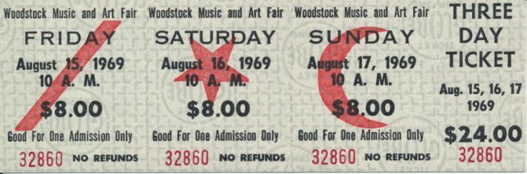 Woodstock 69’ Original 3 day TICKET: Authentic 3 Day TICKET1969 Woodstock Music & Art Fair 3-Day FULL ORIGINAL TICKETThese tickets are guaranteed legitimate and 100% real, and are NOT replicas. 